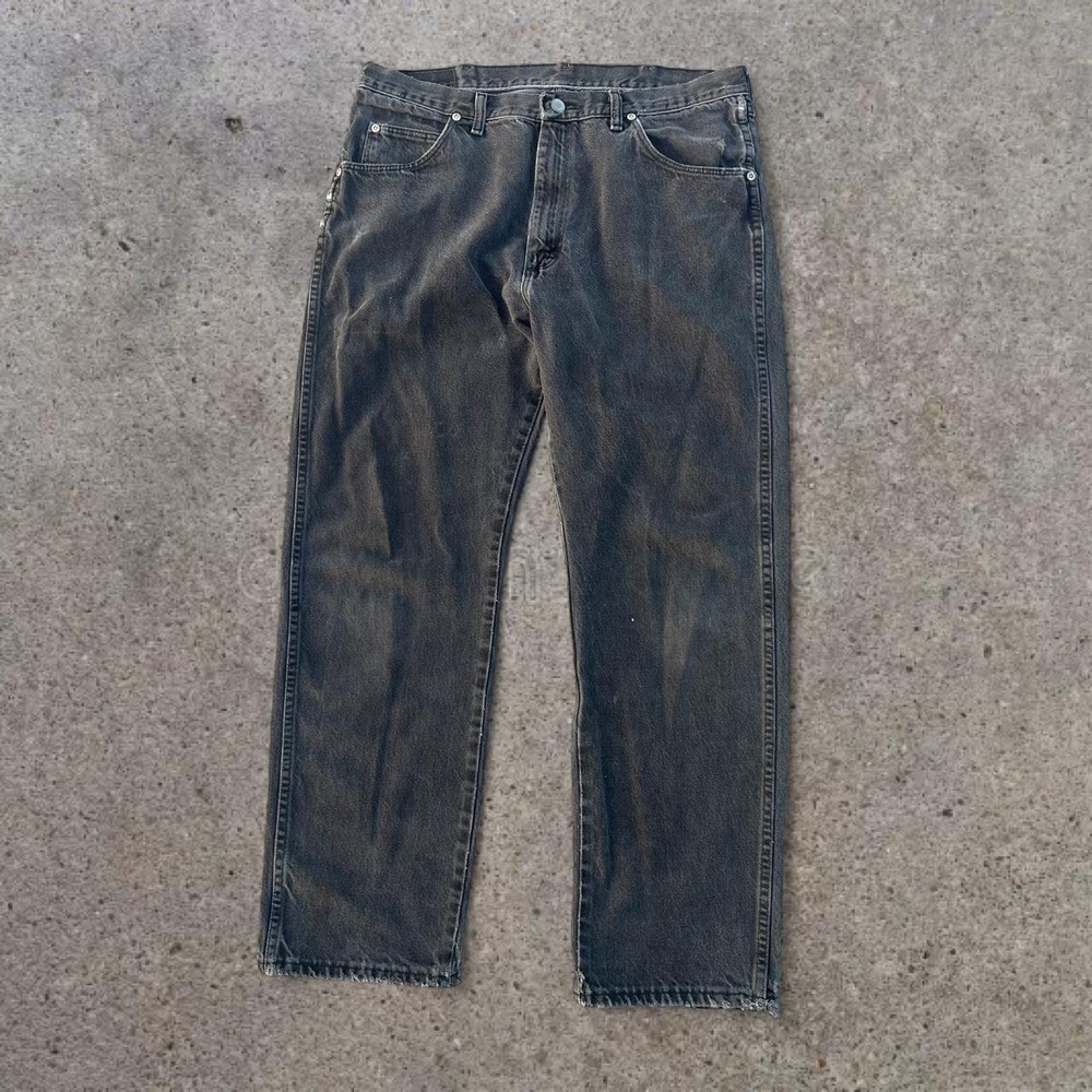 Vintage Wrangler Black Faded Distressed Denim Jeans Skater Mens 35x28 Y2K 2000s‎ - Picture 2 of 8
